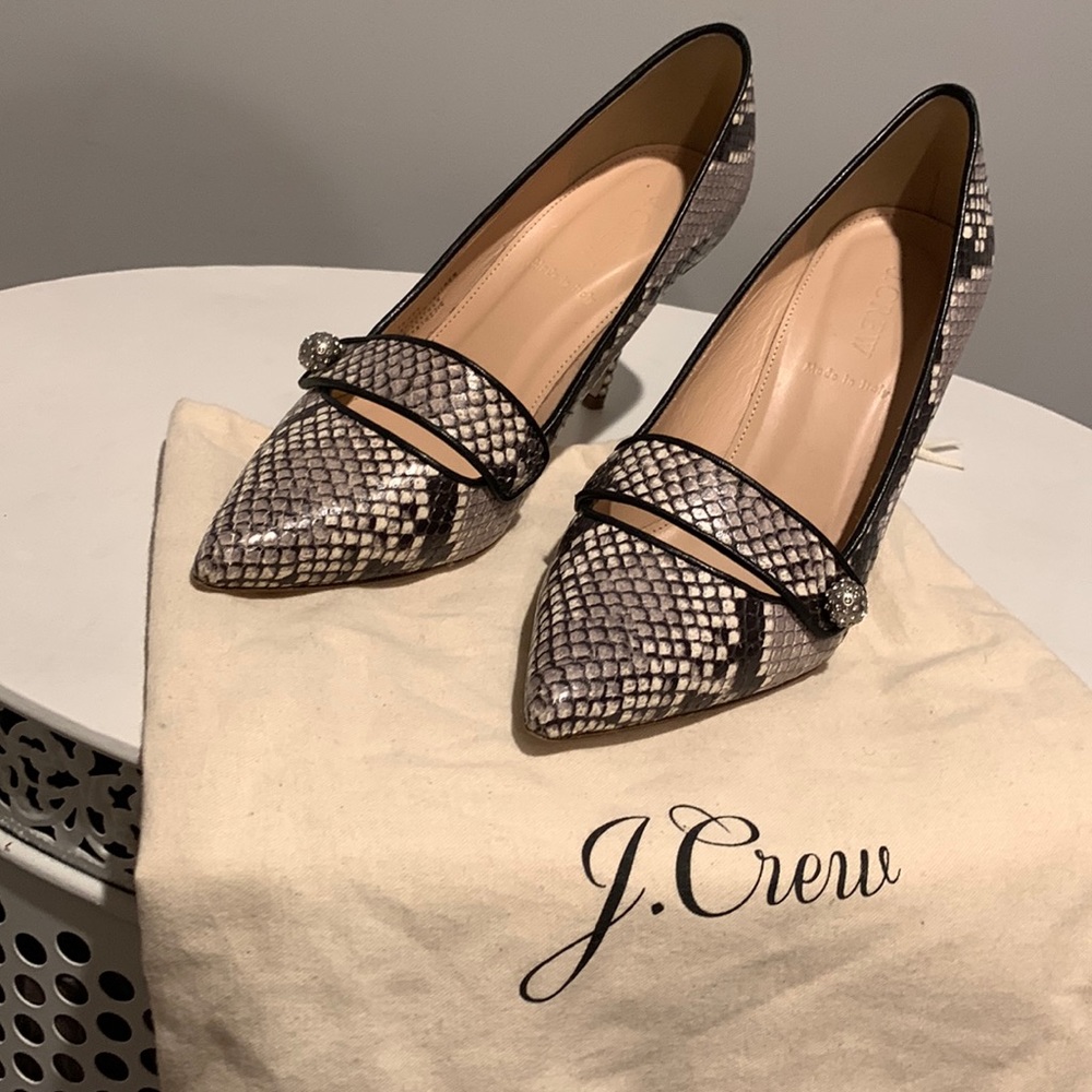 J Crew Snakeskin high heels 💕